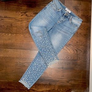 Pearl beaded jeans